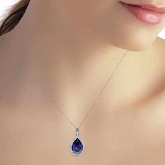 14K. SOLID GOLD NECKLACE DIAMONDS & SAPPHIRE - Picture 9 of 14